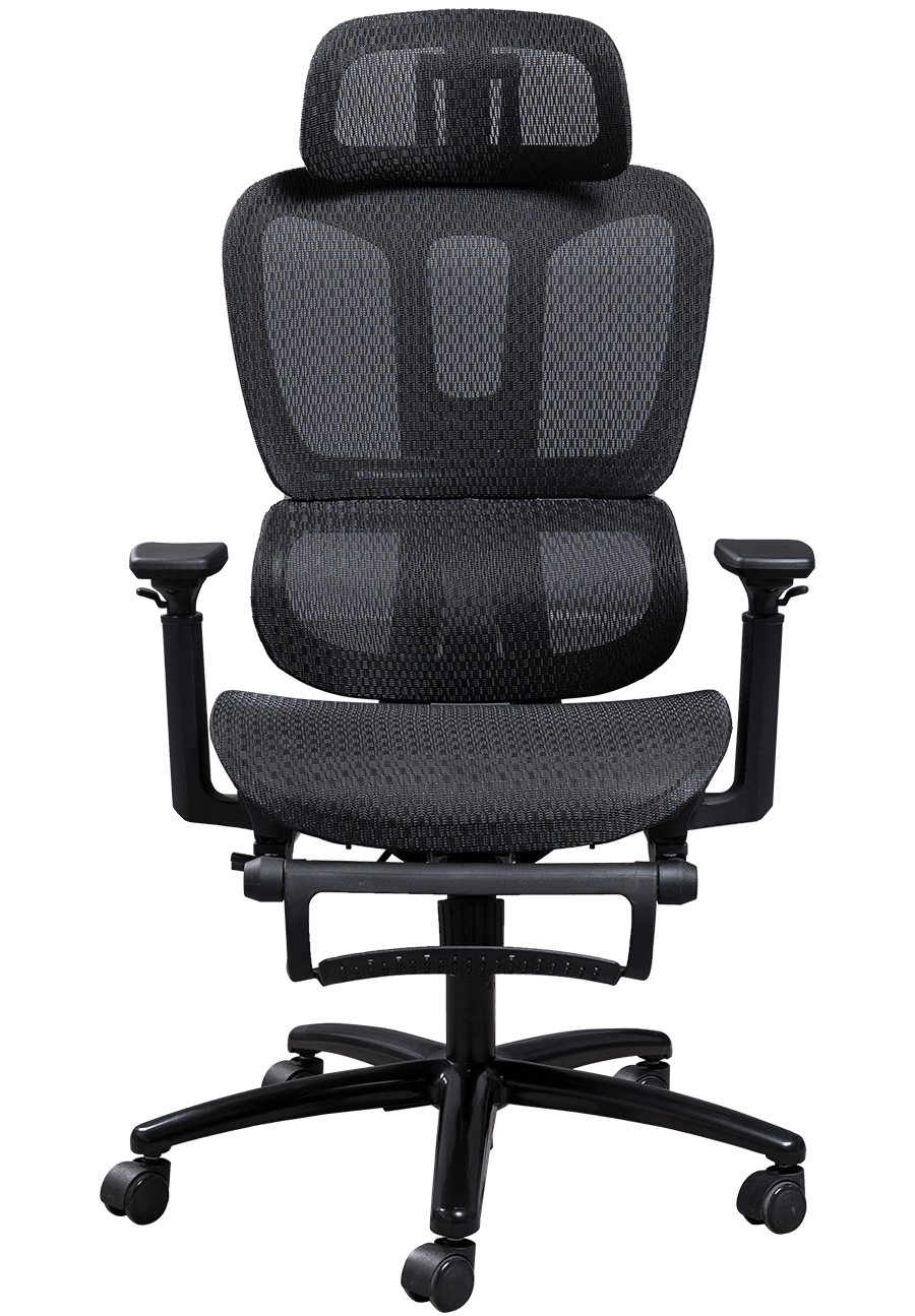 Ergonomischer Netz-Bürostuhl, Kunststoffrahmen, klassisches Design, Netzstuhl, verstellbare Kopfstütze, Bürostuhl mit Fußstütze