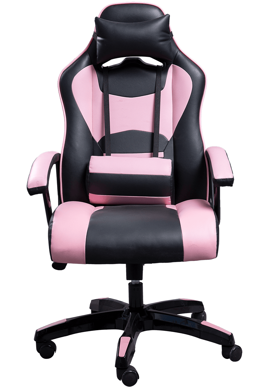 Hochwertiger, schwarz-rosa PU-Leder-Bürostuhl, bequemer PC-Gamer-Rennstuhl zum Sitzen