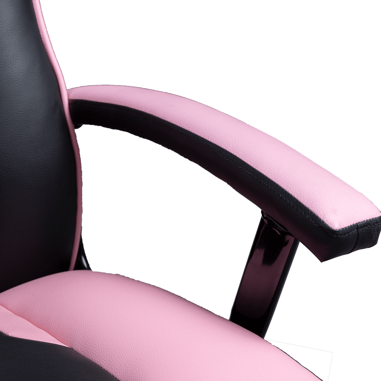 Hochwertiger, schwarz-rosa PU-Leder-Bürostuhl, bequemer PC-Gamer-Rennstuhl zum Sitzen details